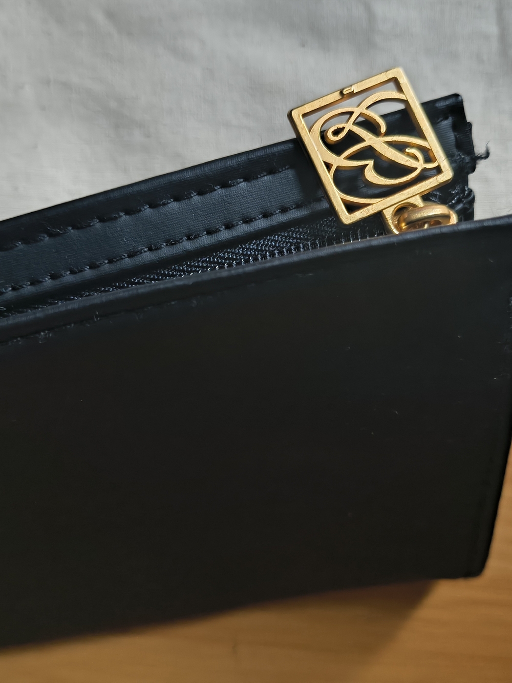 Estee Lauder Black Wallet with Gold Logo Accent
